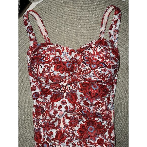 Niptuck Swim womens one piece bathing suit red Floral print size 4 Boho Bright - Picture 3 of 9